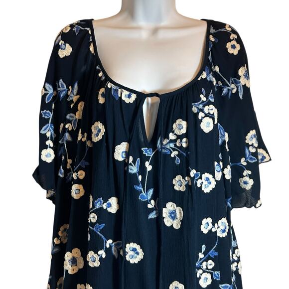 Karen Kane Women Floral Peasant Tunic Top 2X Embroiderered Cottagecore Whimsy - Picture 4 of 11